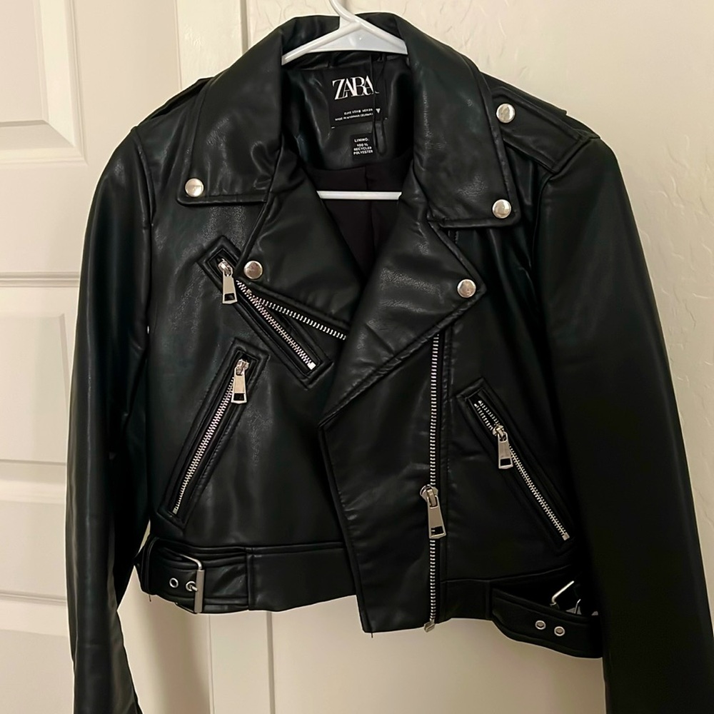 ZARA moto vegan leather jacket
